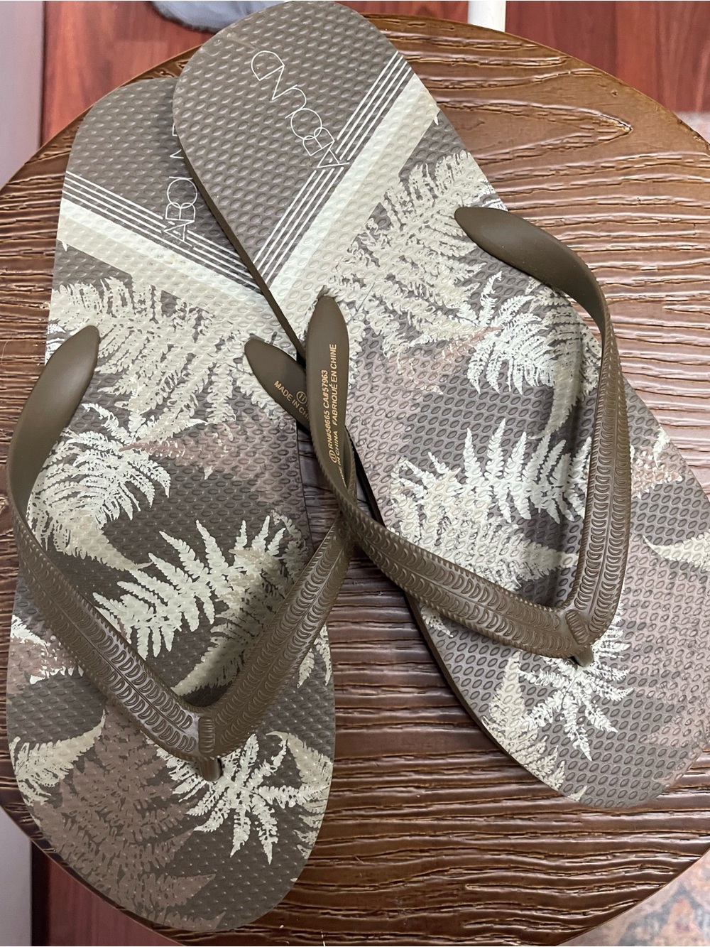 Abound Brown Olive Fern-Print Flip Flops